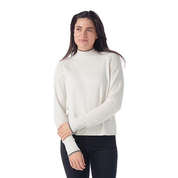 NWT Smartwool Women's Edgewood Mock Neck Speckled Sweater XL White - Picture 1 of 11